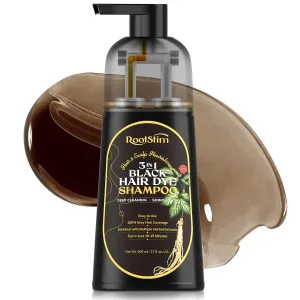 Natural Black Hair Dye Shampoo: Gray Hair Coverage in Minutes - Herbal Ingredients Hair Color Shampoo for Women Men 17 Fl Oz
