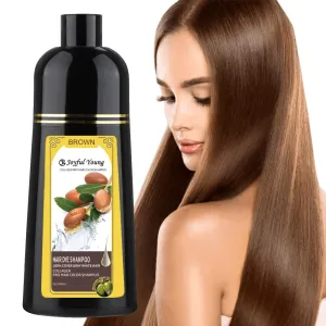 Natural Hair Dye Shampoo - Hair Color for Gray Hair Coverage - Medium Brown Hair Dye Hair Coloring Shampoo for Women, Color Shampoo Beard Dye for Men, Colors Hair Vegan Ammonia Free BROWN