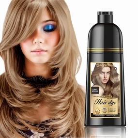 Natural 3-in-1 Hair Dye Shampoo for Women & Men, Gray Hair Coverage & Beard Dye, Plant-Based Vegan, Ammonia & Paraben-Free (LIGHT BROWN)