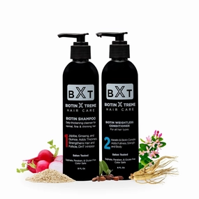 Natural Biotin Shampoo (8oz), & Biotin & Keratin Conditioner 8(oz) DHT Blocker, Color-Safe, Sulfate-Free, Paraben-Free, Strengthens & Thickens for Thinning Hair
