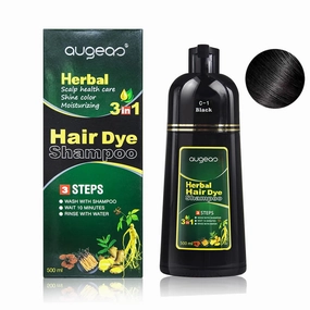 Natural Black Hair Color Shampoo for Gray Coverage, 3 in 1 Herbal Hair Shampoo for Women and Men, 500ML