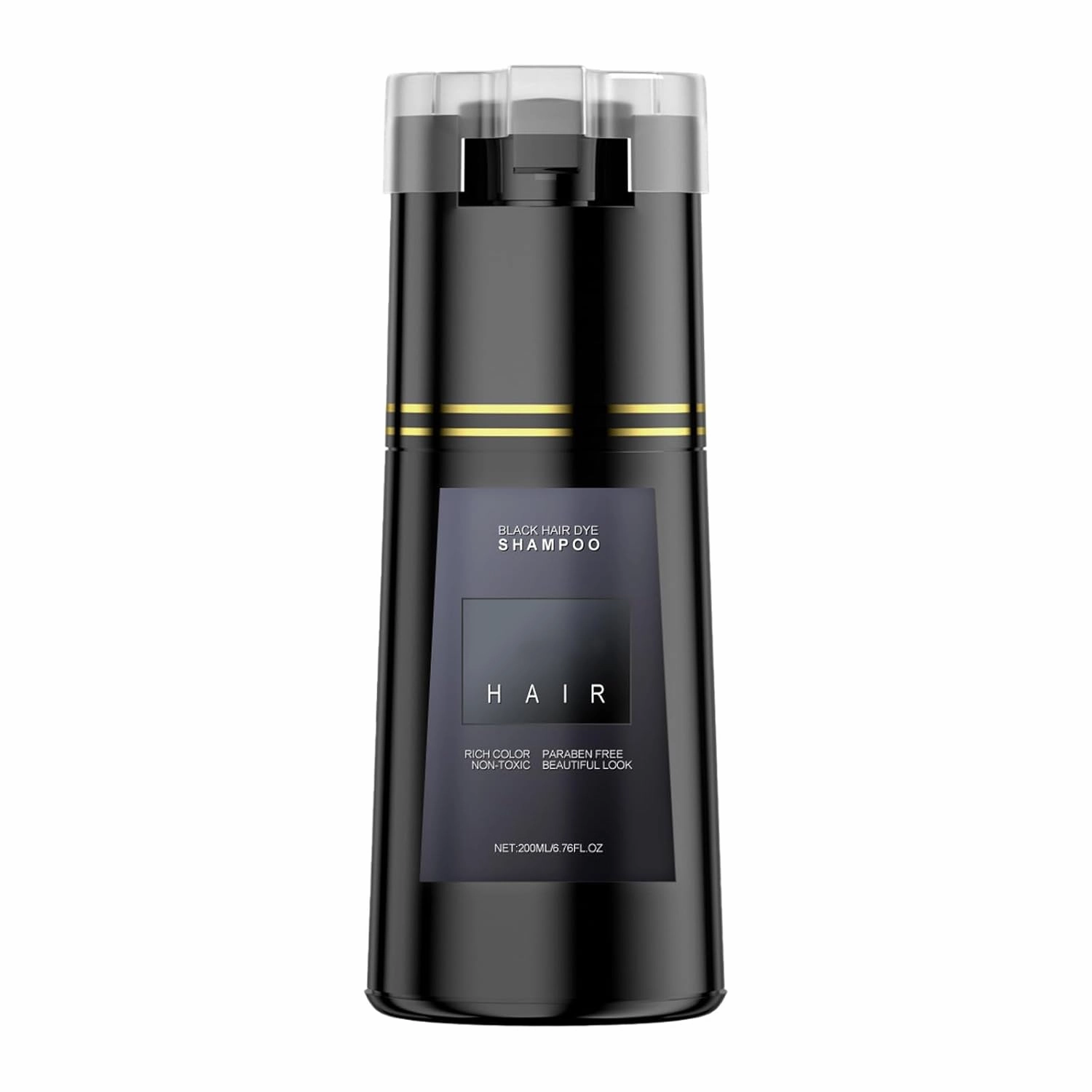 Natural Black Hair Color Shampoo, Instant 3-in-1, Ammonia & Paraben Free, Black, Suitable for Dark Hair