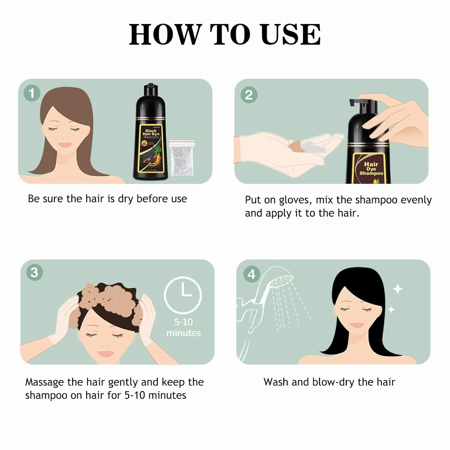 Natural Hair Color Shampoo for Gray Coverage, Instant Red Hair Dye Shampoo 3 in 1, Shampoo Hair Dye Works in Minutes, Red Hair Shampoo, Shampoo Para Canas for Women and Men