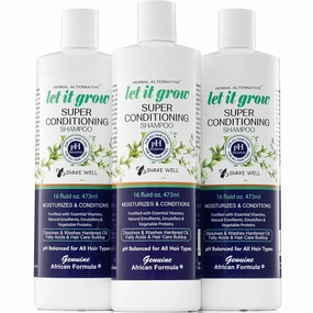 Natural Hair Loss Shampoo - Herbal Hair Thickening Formula & Super Conditioning Shampoo - Organic Hair Growth, pH-Balanced for All Hair Types - Let-It-Grow 16 oz. (Pack of 3)