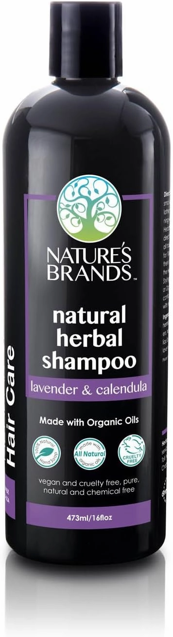 Natural Shampoo by Herbal Choice Mari (Lavender & Calendula, 16 Fl Oz Bottle) - Made with Organic Ingredients - No Toxic Synthetic Chemicals