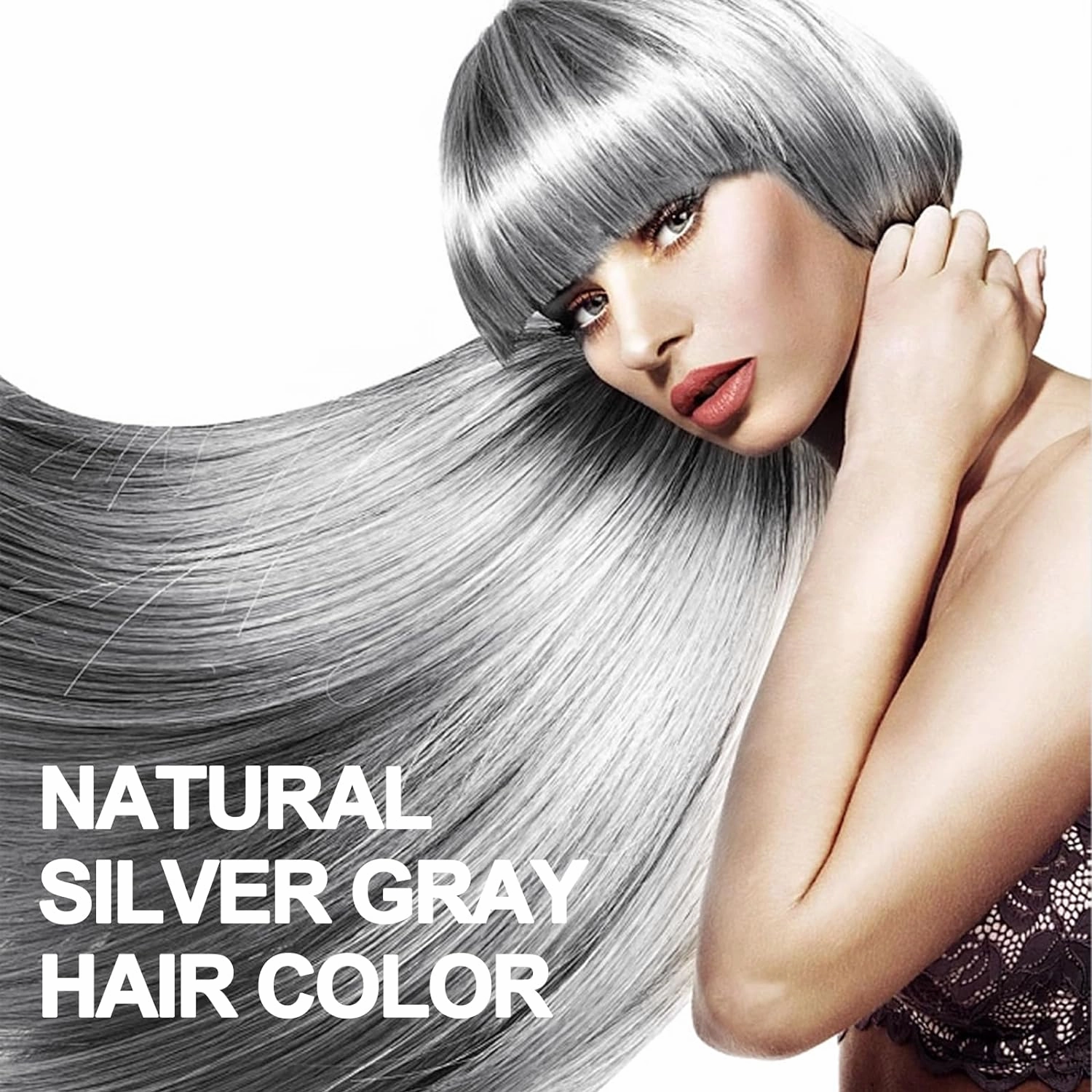 Natural Silver Gray Hair Color Shampoo, 16.9 Fl Oz, 3-IN-1 Hair Dye , Nourishing & Dyeing for Men Women Colors in Minutes, Easy to Use