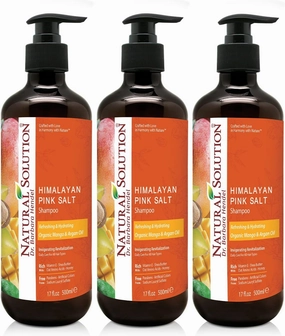 Natural Solution Organic Argan Oil Shampoo, Refreshing, Hydrating & Extra Nourishment for All Hair Types with Mango, 17 oz (Pack of 3) for daily care