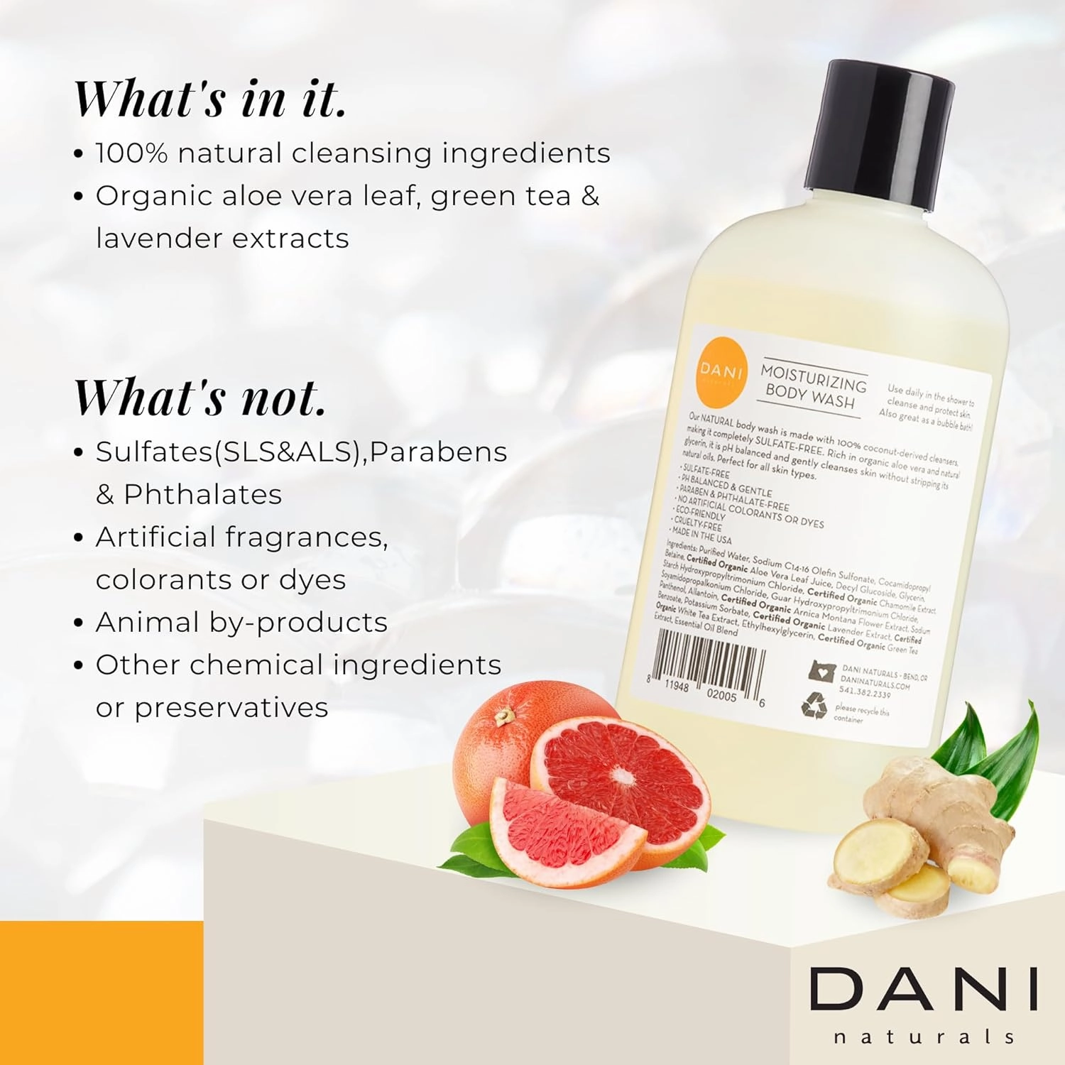Naturals Sulfate-Free Shampoo - Grapefruit Ginger – Detoxifying & Clarifying Formula for Oily, Thick & Curly Hair, 12 oz – Nourishing, Vegan, & Color-Safe