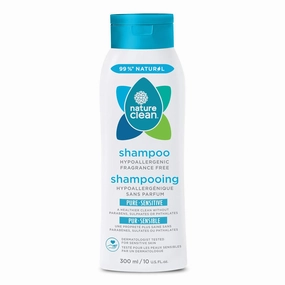Nature Clean All-Natural Sulfate Free Shampoo for Men & Women. Non-Toxic & Fragrance-free Organic No Paraben Unscented Hypoallergenic & Vegan 10 oz / 300 ml