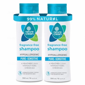 Nature Clean All-Natural Sulfate-free Shampoo For Women & Men. 99% Natural Ingredients, Toxic-Free, Fragrance-Free Hypoallergenic & Unscented. Gentle Color Safe For Color-Treated Hair - 2 pack