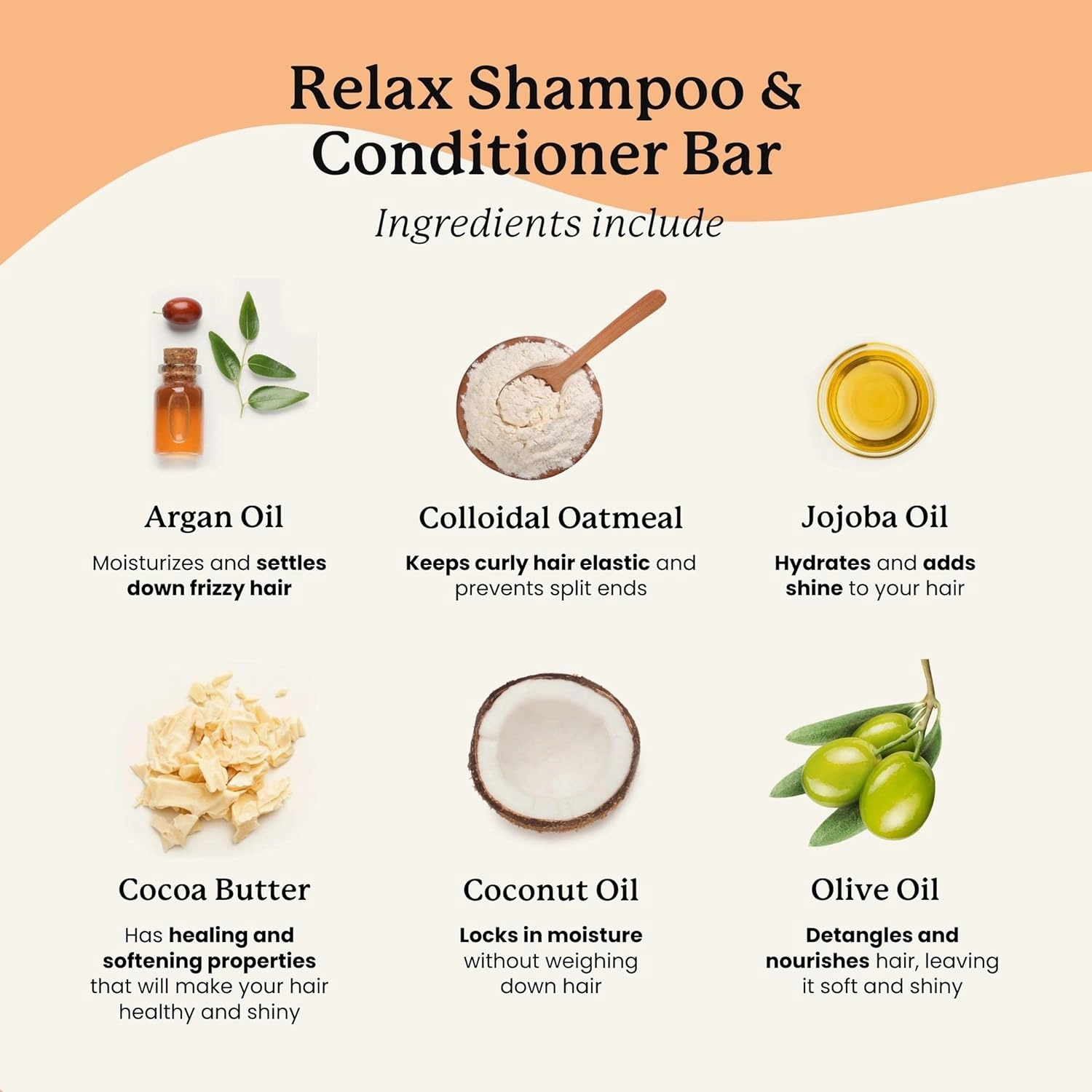 Naturel Relax Moisturizing Shampoo and Conditioner Set with Argan Oil and Colloidal Oatmeal for Curly, Wavy, Dry, or Frizzy Hair - Vegan, Made in USA