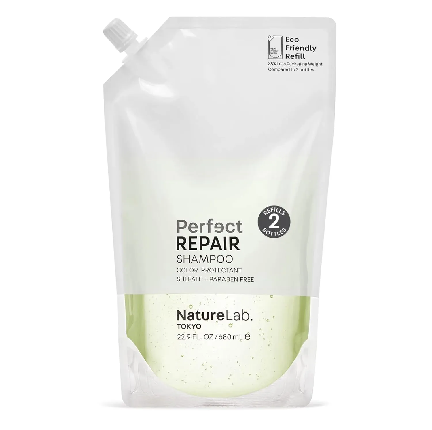 NATURELAB. TOKYO Perfect Repair Shampoo: Eco-Friendly Refill Pouch: Reparative Shampoo to Replenish and Restore Damaged, Color Treated Hair and Strengthen New Hair I 22.9 FL OZ / 680ml