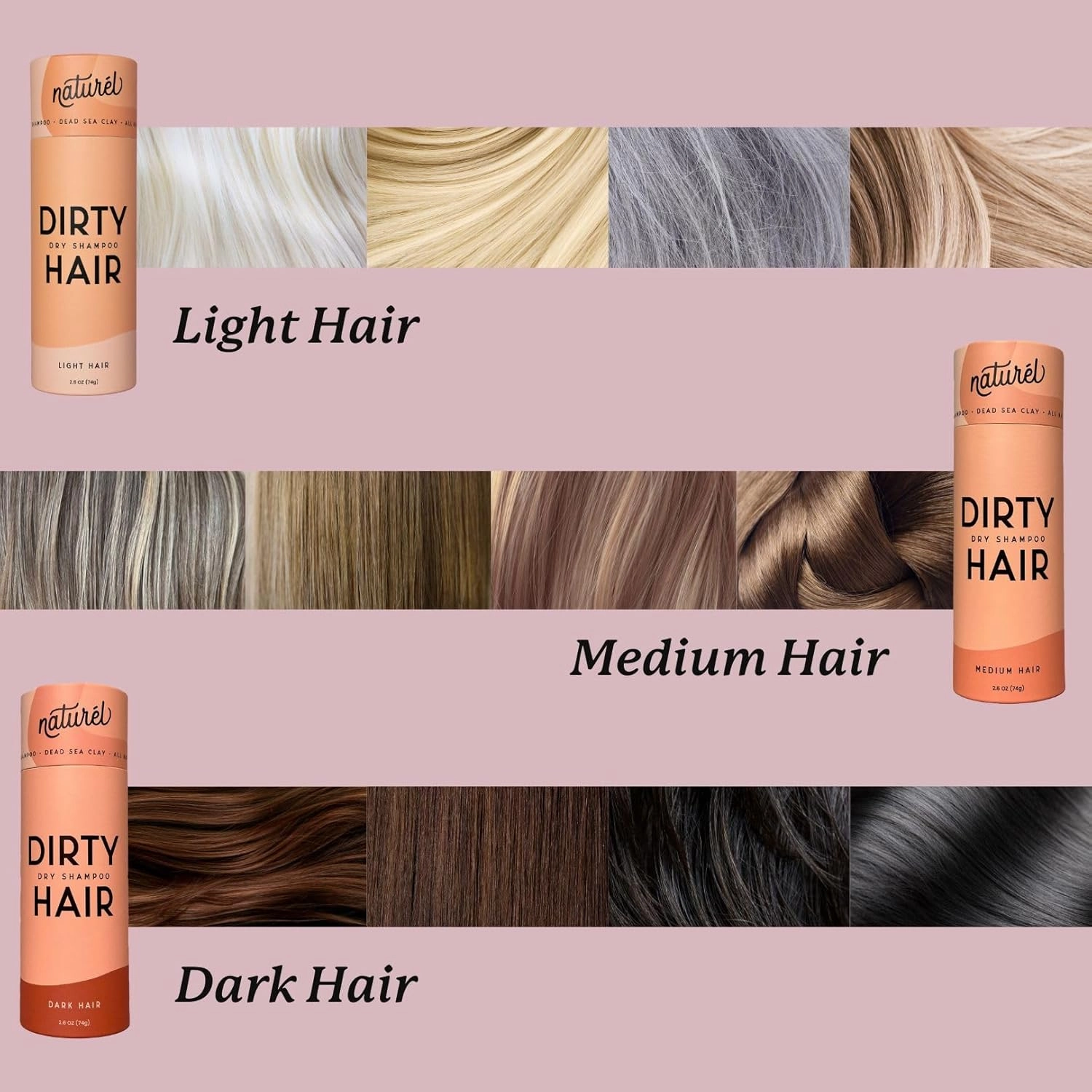 NATURL Dry Shampoo Volumizing Powder for Oily, Dark Hair | Non Aerosol, Oil Absorbing, Travel Size, Vegan, Talc Free, Aluminum Free | Grapefruit Scent | 2.6 Ounces