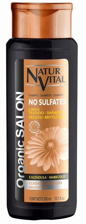 NaturVital Organic Salon Damaged/Delicate Hair Shampoo with Marigold - No Sulfates -300ml / 10.1 fl.oz.