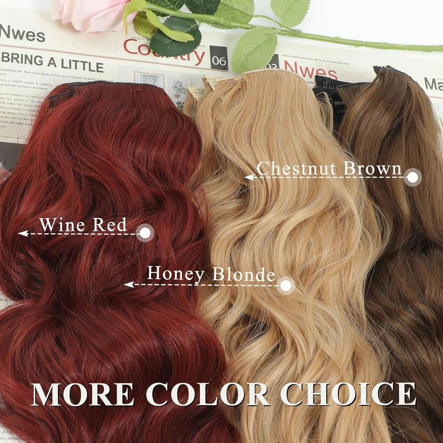 NAYOO Clip in Curly Hair Extensions 4PCS Long Wavy Synthetic Thick Hairpieces with Fiber Double Weft for Women Hair Full Head (24 Inch, Honey Blonde)