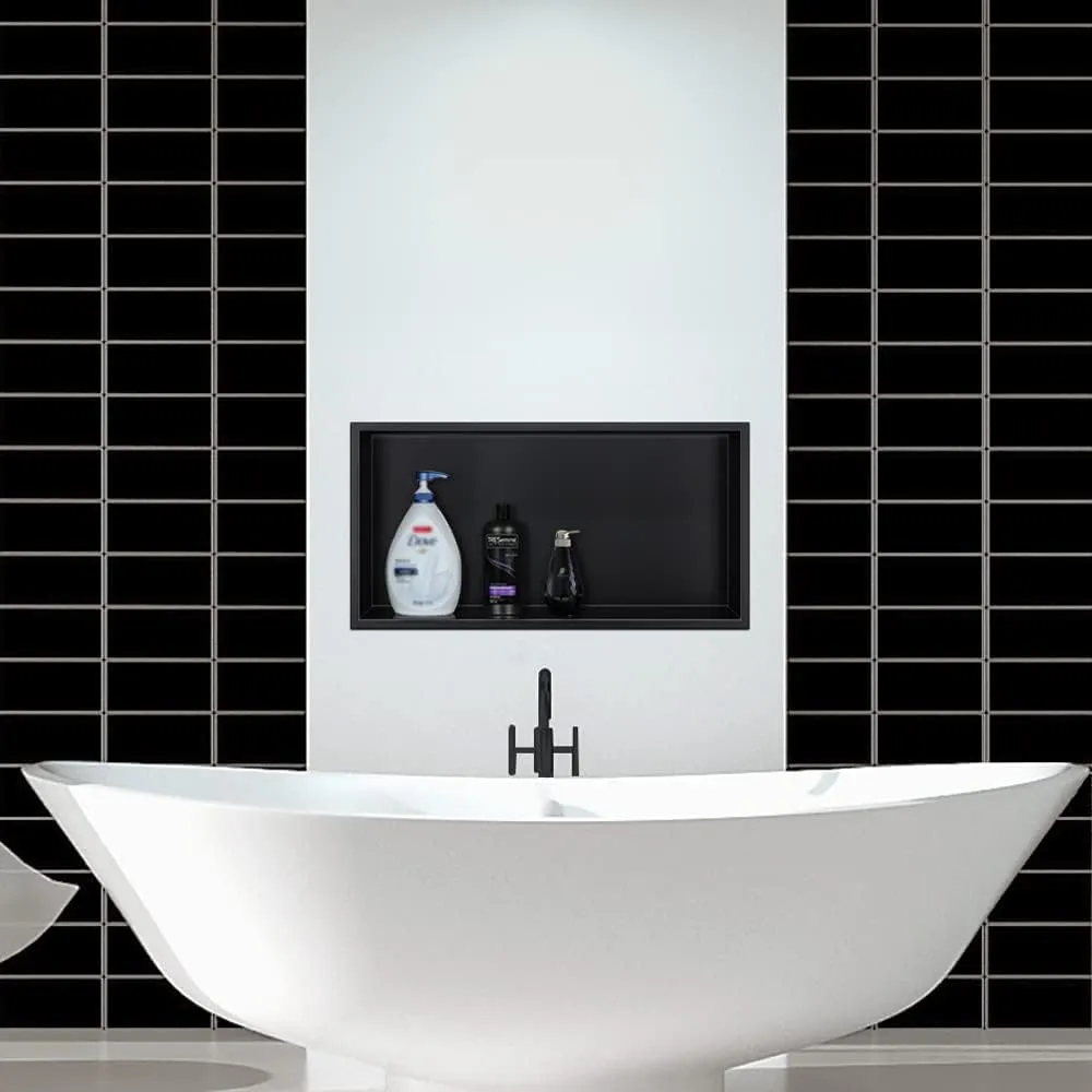Neodrain Shower Niche, Shower Niche Bathroom Shelf, (Outside Size 25.1"x13.1") (Inner Size 24" X 12" X 4"), NO Tile Needed Recessed Niche Shower for Storage, Matte Black