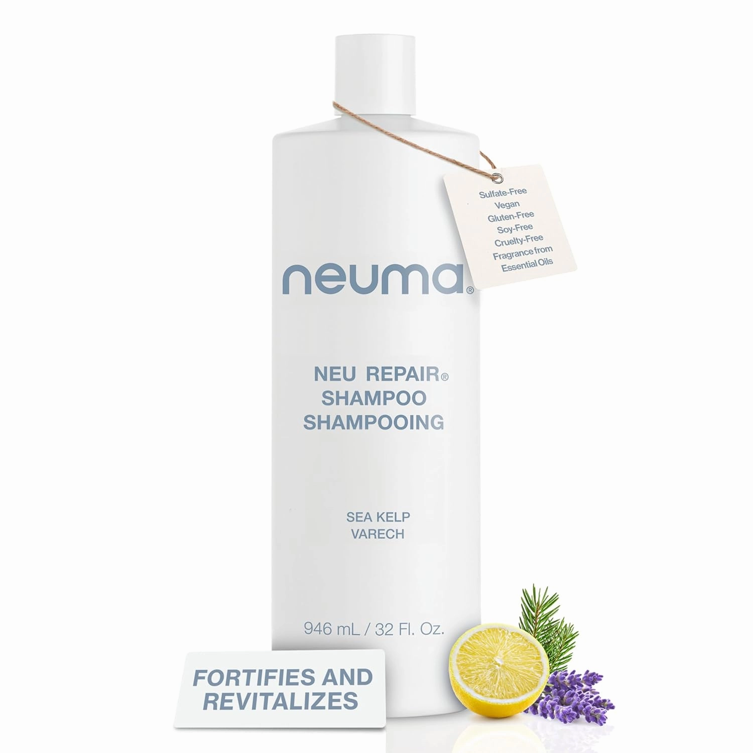 Neuma Neu Repair Shampoo - Revitalizes, and Strengthens Damaged Hair, Sulfate-Free, Lemon, Lavender and Fir Needle Scent