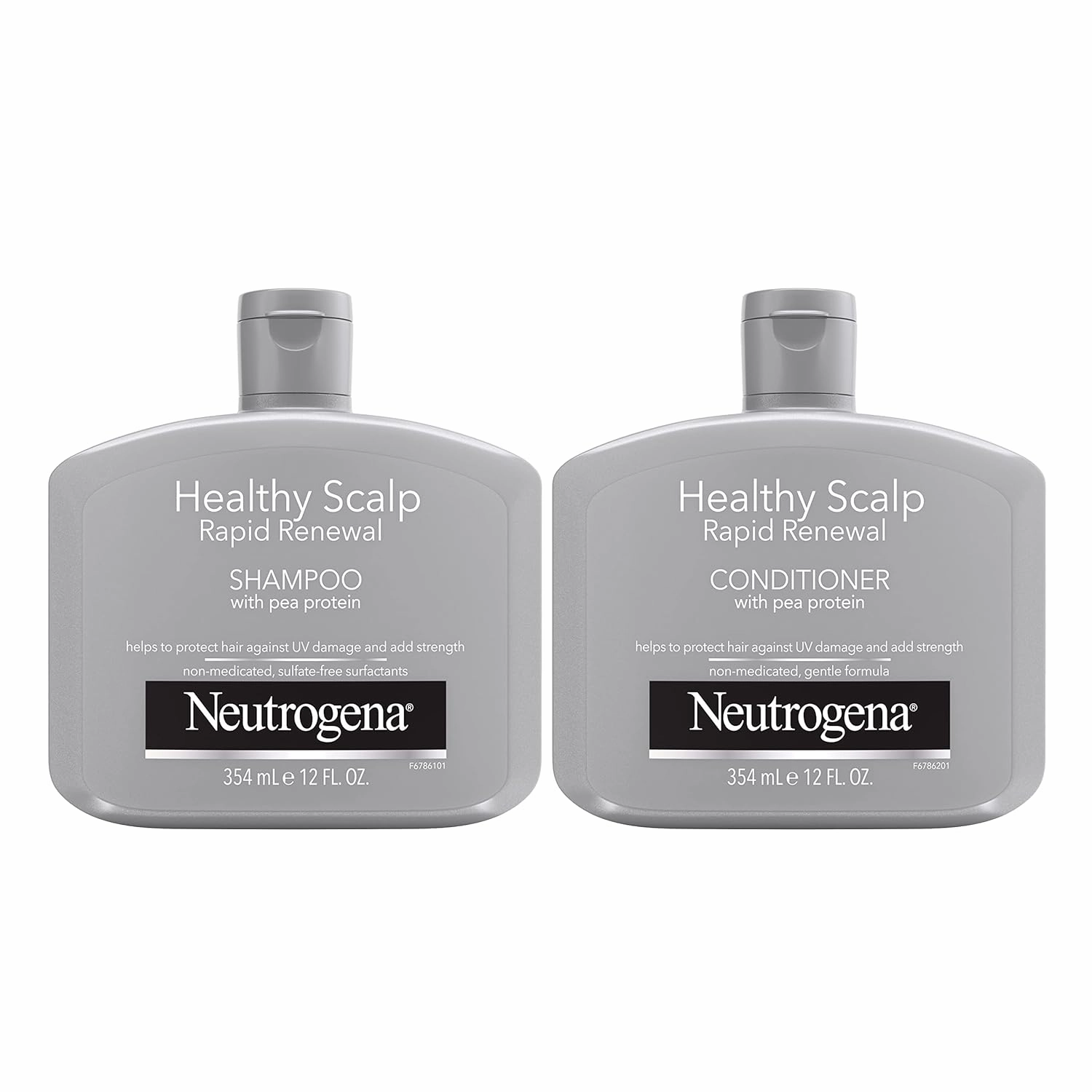 Neutrogena Healthy Scalp Rapid Renewal Shampoo & Conditioner with Pea Protein, UV Damage Protecting Shampoo for Strong Healthy-Looking Hair, 12 Fl Oz