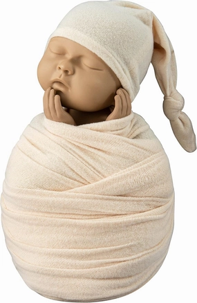 Newborn Baby Photography Props Boys Girls Sleepy Knot Hat & Stretch Fabric Wrap Blanket Photo Prop Outfit Set