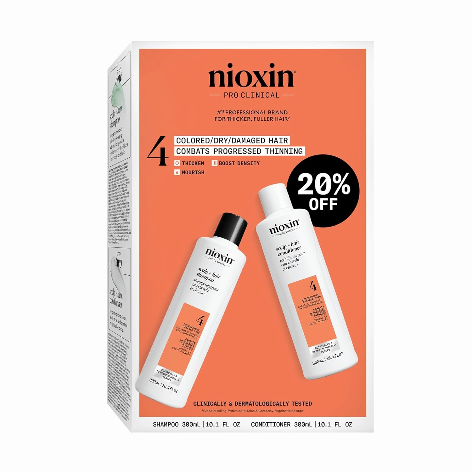 Nioxin Duo Kit | System 4 Scalp   Hair Thickening Shampoo & Conditioner, 10.1 Fl Oz Each | For Colored, Dry, & Damaged Hair with Progressed Thinning