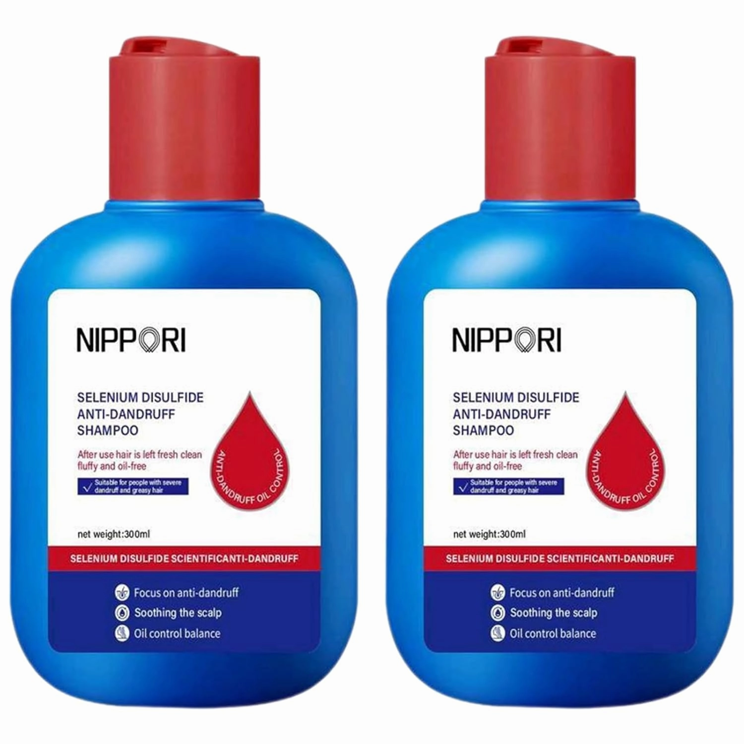 Nippori Shampoo, Nippori 𝐒𝐞𝐥𝐞𝐧𝐢𝐮𝐦 𝐃𝐢𝐬𝐮𝐥𝐟𝐢𝐝𝐞 Shampoo, Oil Control Refreshing Anti-Dandruff for Men and Women, 300ml (2PCS)