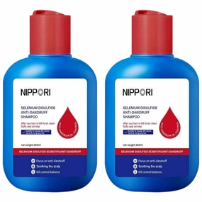 Nippori Shampoo, Nippori 𝐒𝐞𝐥𝐞𝐧𝐢𝐮𝐦 𝐃𝐢𝐬𝐮𝐥𝐟𝐢𝐝𝐞 Shampoo, Oil Control Refreshing Anti-Dandruff for Men and Women, 300ml (2PCS)