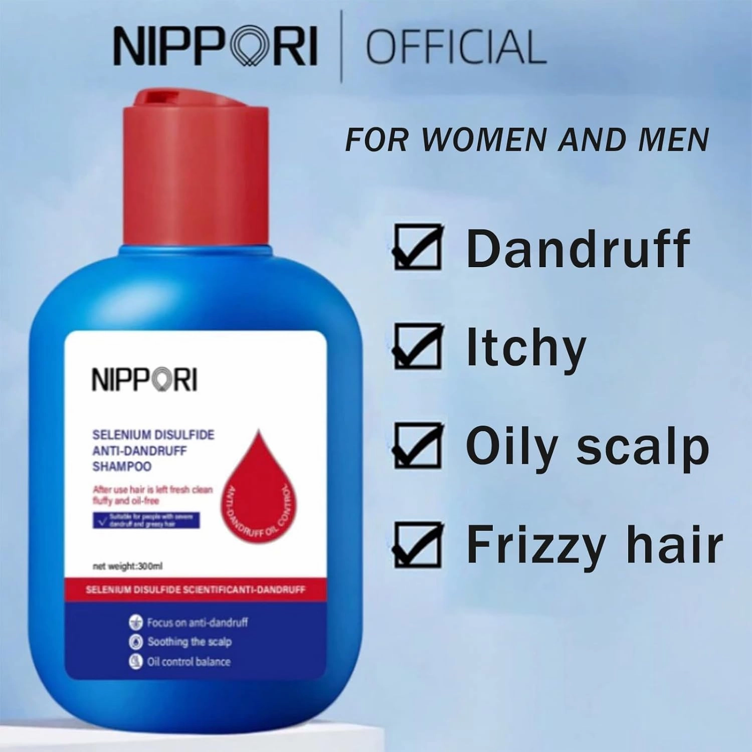 Nippori Shampoo, Nippori 𝐒𝐞𝐥𝐞𝐧𝐢𝐮𝐦 𝐃𝐢𝐬𝐮𝐥𝐟𝐢𝐝𝐞 Shampoo, Oil Control Refreshing Anti-Dandruff for Men and Women, 300ml (2PCS)