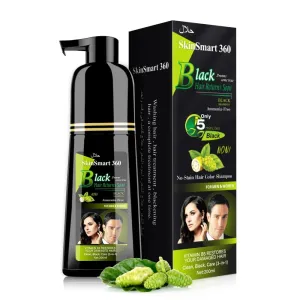 No-Stain Hair Dye Shampoo for Men & Women, Natural Ingredients, Ammonia-Free, Up to 100% Gray Coverage, Easy No-Mix Application, 200 mL, Pack of 1 (Natural Black)