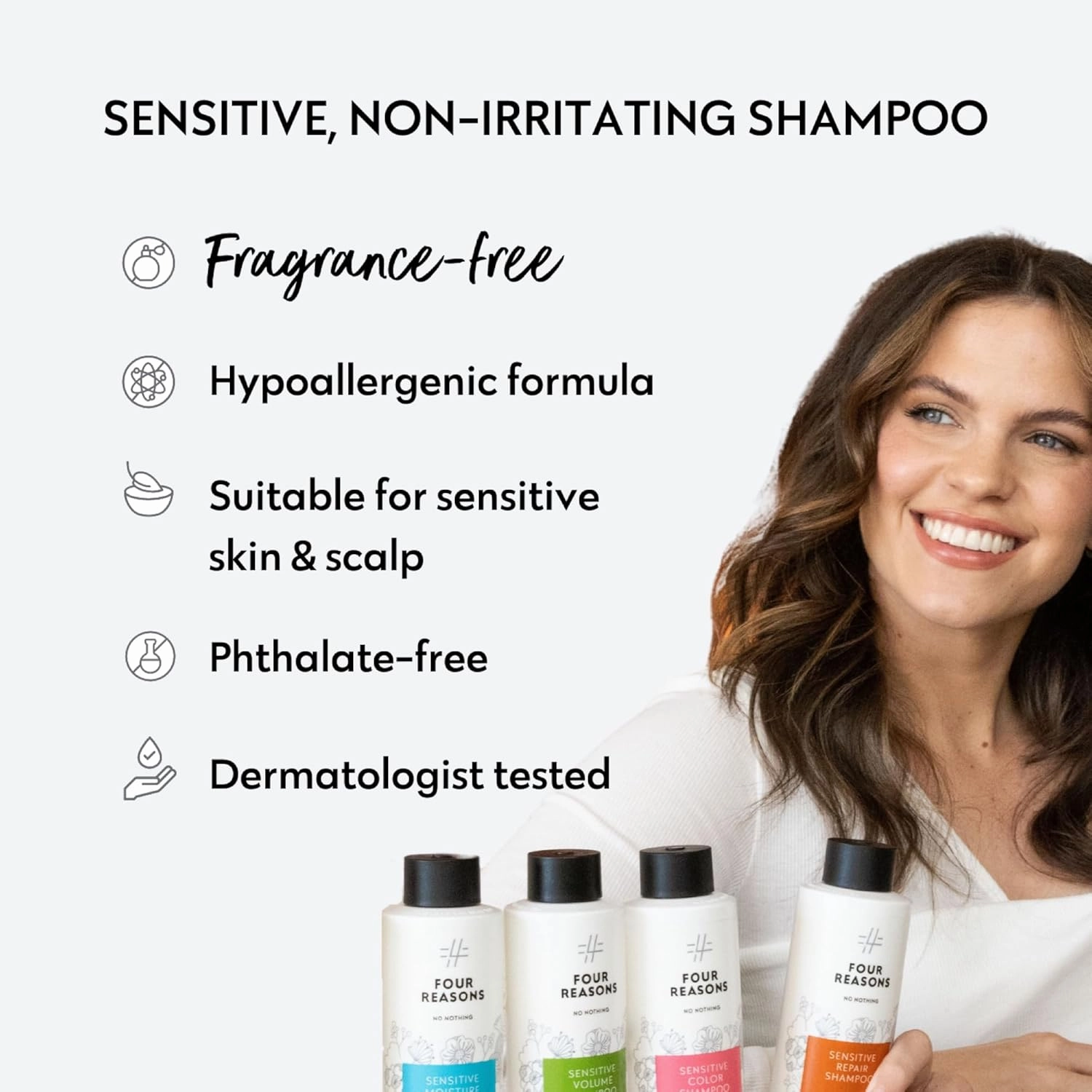 No nothing Sensitive shampoo for color treated hair - Fragrance Free - Hypoallergenic, Vegan, Paraben Free - Unscented Shampoo for Sensitive Scalp and Skin – 10.15 oz