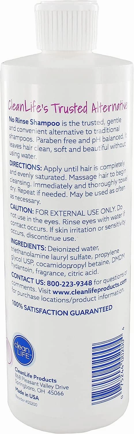 No-Rinse Shampoo, 16 fl oz - Leaves Hair Fresh, Clean and Odor-Free, Rinse-Free Formula (Pack of 2)