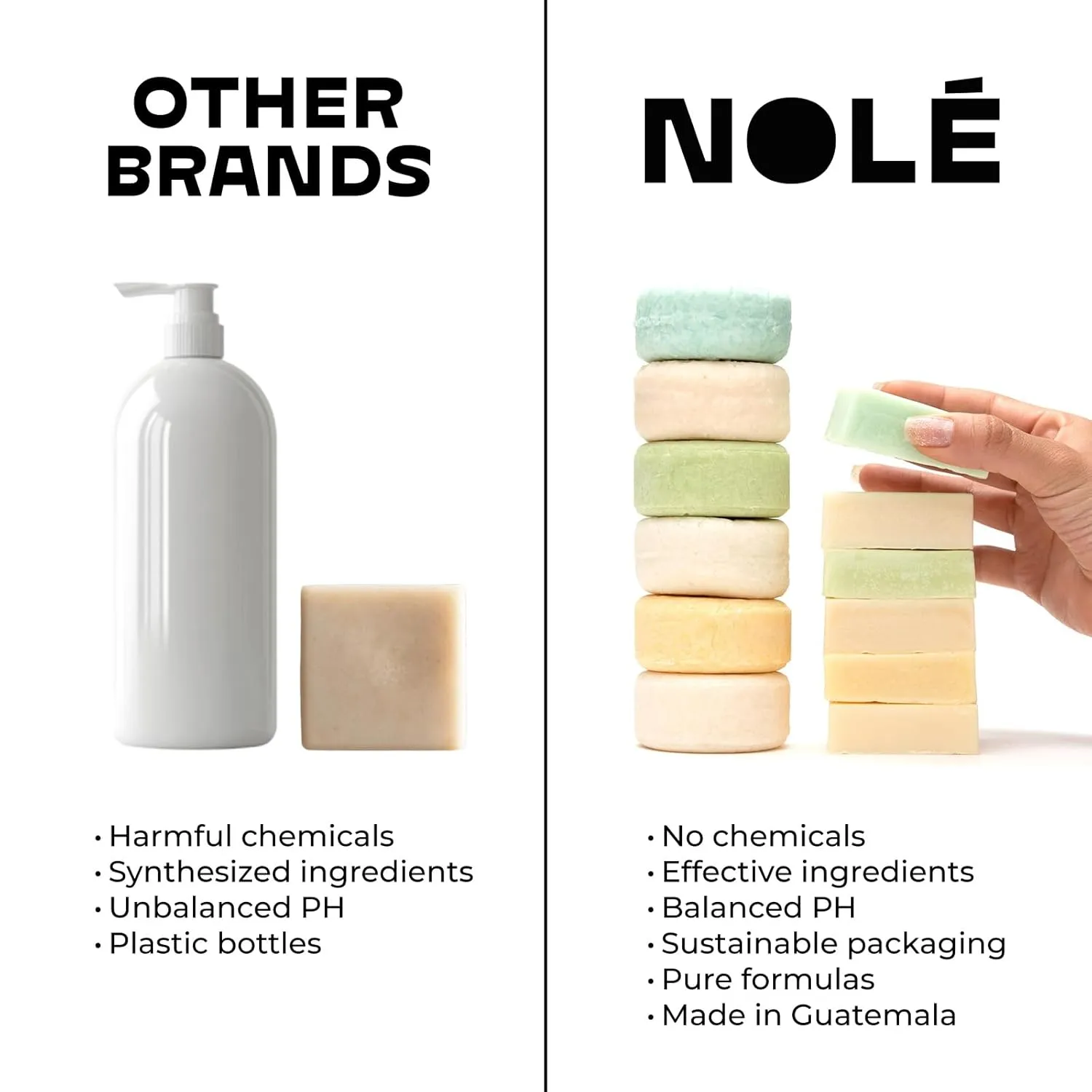 NOLE CARE Sustainable Bar Shampoo and Conditioner (2 pack) with Coconut & Batana Oil, for Frizz - Sustainable, PH Balanced, Sulfate Free, Plastic Free - 5.12 Oz