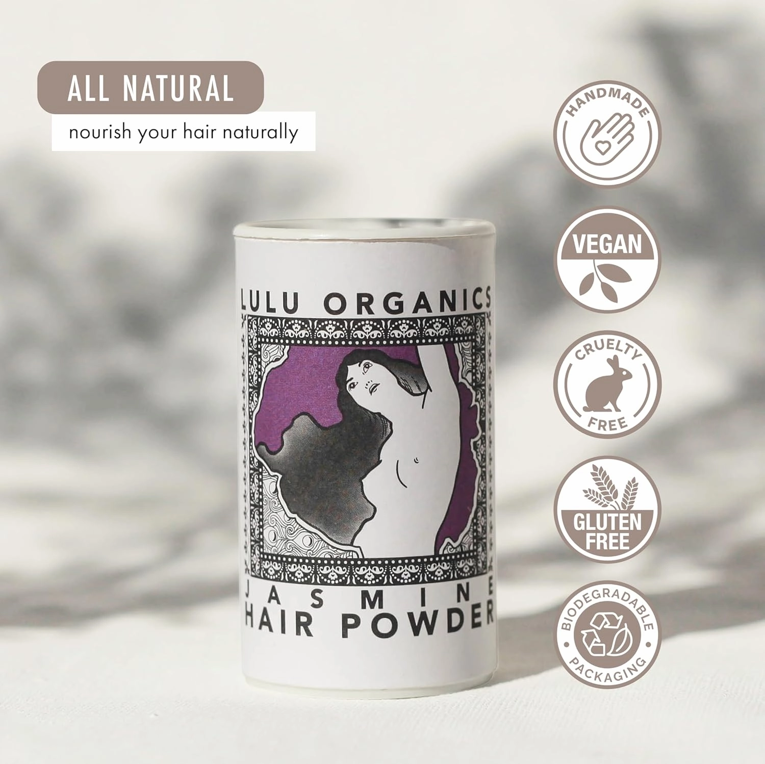 Non-Aerosol Dry Shampoo Powder - All-Natural & Organic Hair Care for Dark & Blonde Hair, Paraben Free, Talc Free, No White Cast, Holiday Hair Gifts, Travel Size & Self-Care Gift, Jasmine, 1oz