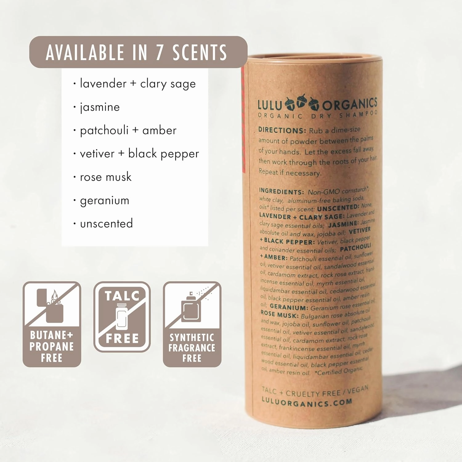 Non Aerosol Dry Shampoo Powder for Dark, Blonde and Oily Hair, All Natural Organic Hair and Body Powder, Paraben & Talc free No White Cast Synthetic Fragrance, Lavender and Clary Sage - 4oz