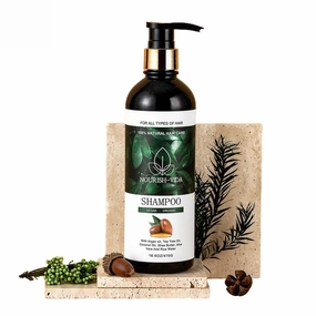 Nourish-Vida Organic Shampoo - Argan Oil Hair Cleanser with Tea Tree, Coconut and Rice Water, Moisturizing, Anti-Dandruff, For All Hair Types - (16.6 oz)