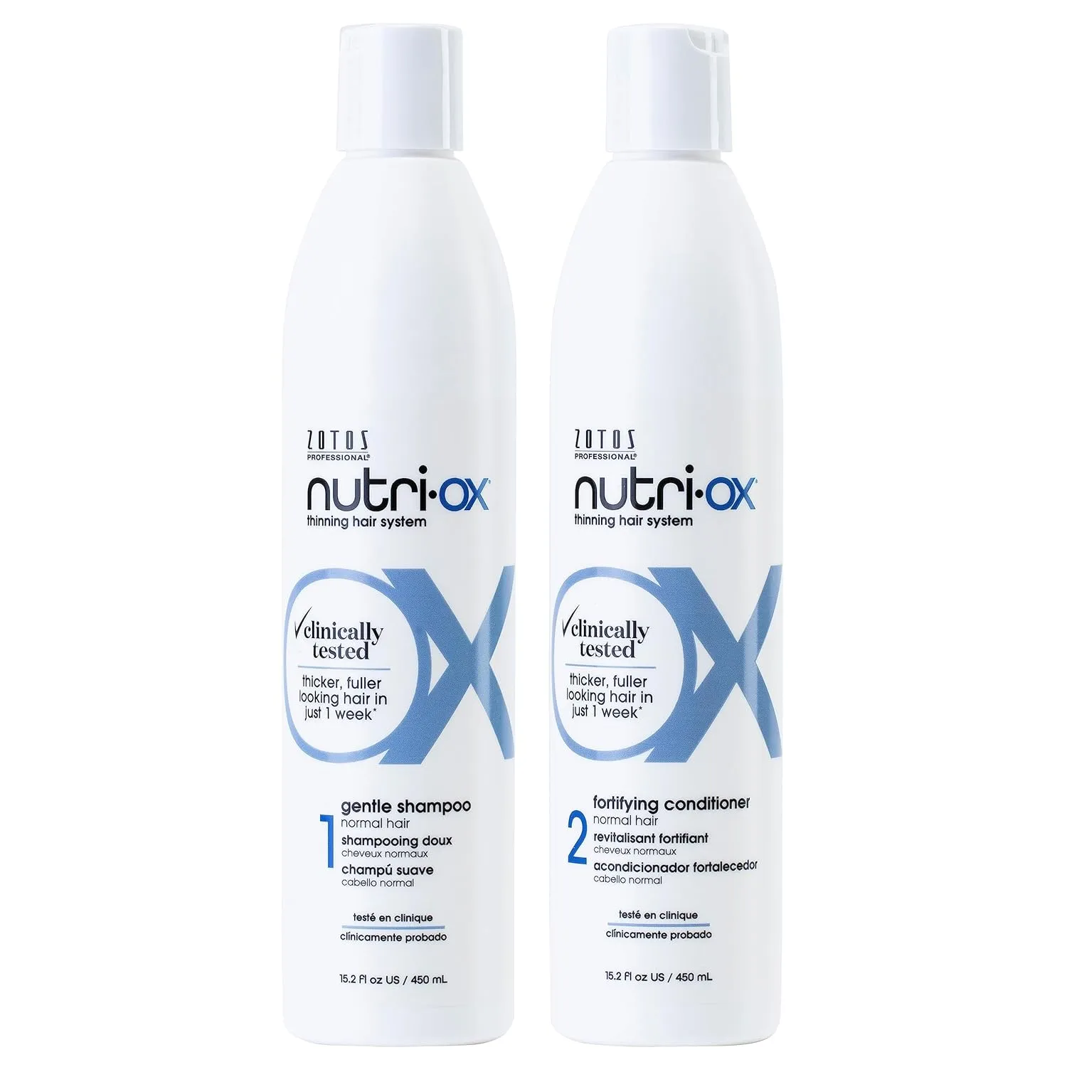 NUTRI-OX Gentle Shampoo Normal for Thinning Hair | Thicker, Fuller-Looking Hair | Clinically & Dermatologically Tested | Peppermint | Color-Safe