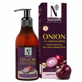 NUTRIGLOW NATURAL'S Onion Hair Shampoo With Onion Seed Oil For Anti Dandruff, Anti Hair Fall & Deep Nourishment, Shiny Hair, 300ml