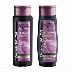 NVital Set - Salon Organic Shampoo & Hair Mask w/Sunflower - UV Filter - No Sulfate - Colour Protecting - For Damaged & Higlighted Hair - 300ml Each