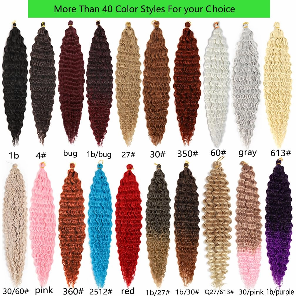 Ocean Wave Crochet Hair 22 Inch Deep Wave Braiding Hair Long Curly Crochet Braids Hair Extensions Ombre Black to Purple 6 Packs
