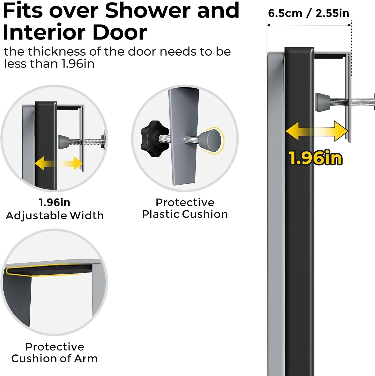 ODesign Over The Door Shower Caddy, 3-Tier Adjustable Hanging Shower Caddy with Soap Holder & 4 Hooks, Rustproof Bathroom Shower Organizer with Suction Cup,Shower Rack for Shampoo Razor, Slate-Grey