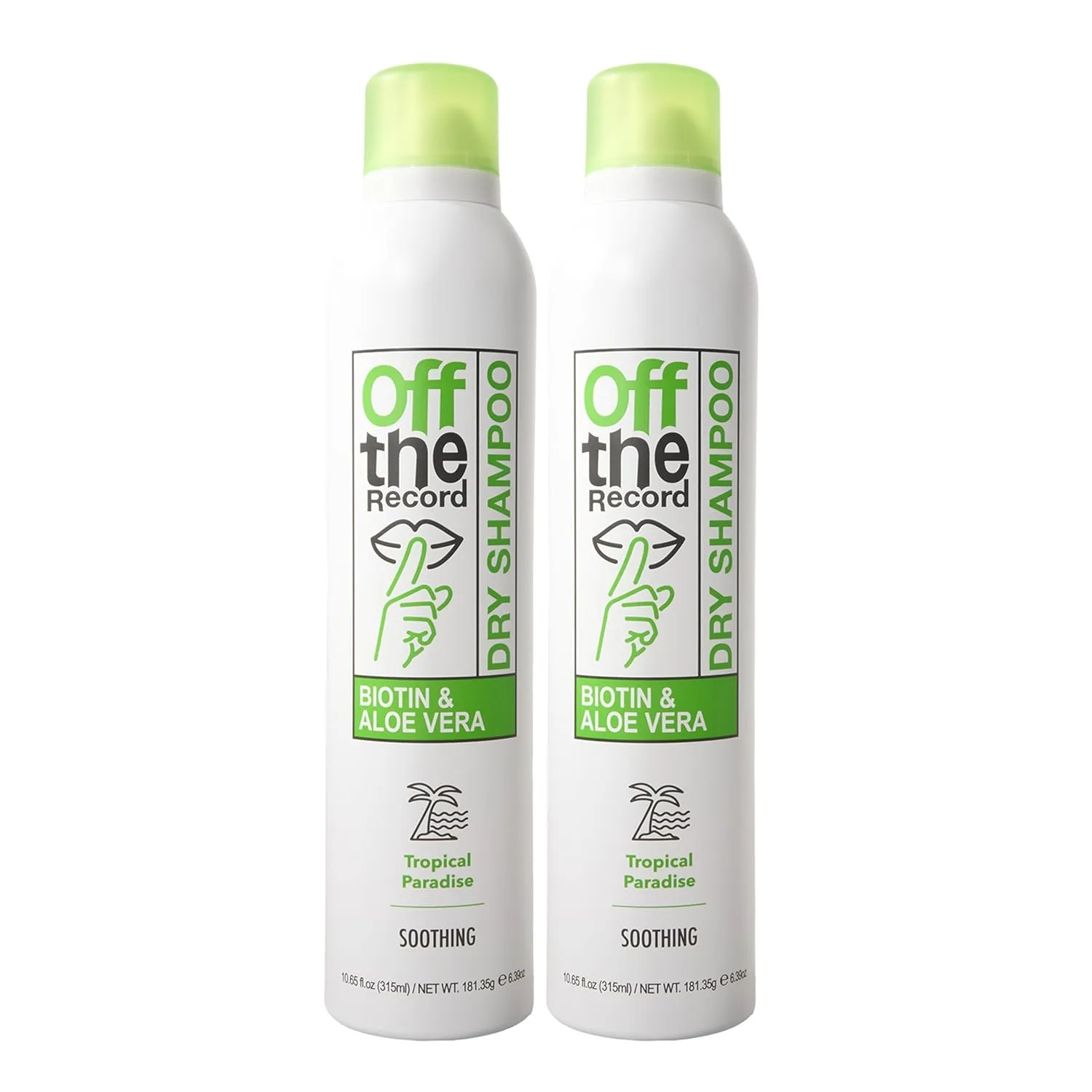 OFF THE RECORD Dry Shampoo - 2 Pack of Tropical Paradise | Soothing & Hydrating | Biotin   Aloe Vera | Scalp Nourishment & Hair Strengthening - 21.3 oz