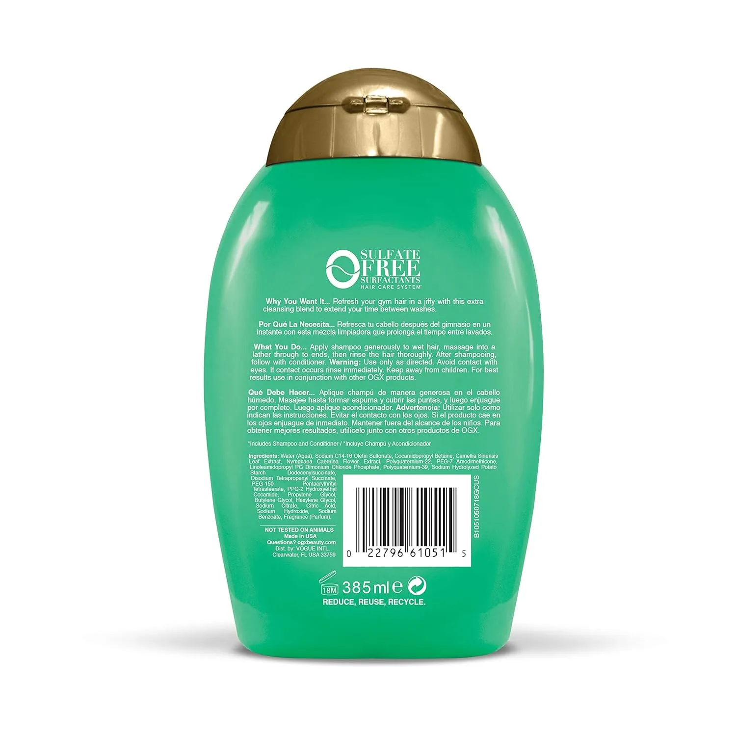 OGX Active Beauty Green Tea Fitness Shampoo, 13 Ounce (1 pack)