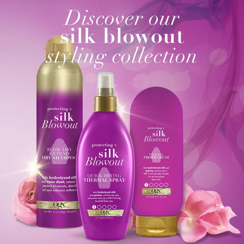 OGX Blow Dry Extend Dry Shampoo, Protecting   Silk Blowout, Purple, 5.0 Ounce