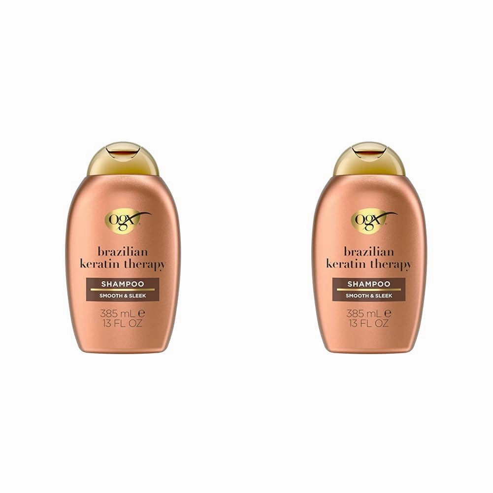 OGX Brazilian Keratin Therapy Shampoo for Shiny Hair, Sulfate-Free, with Coconut Oil and Avocado Oil, 13 Fl Oz (Pack of 2)