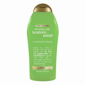 OGX Extra Strength Refreshing Scalp   Teatree Mint Conditioner, Invigorating Conditioner with Tea Tree & Peppermint Oil & Witch Hazel, Paraben-Free, Sulfate-Free Surfactants, 25.4 Fl Oz