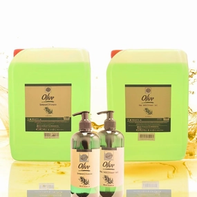 Olive Oil Shampoo & Shower Gel Set – 1.3 Gallon (5L) Each   Prefilled 13.52 fl oz Dispensers – Deep Hydration & Gentle Cleansing – Paraben-Free, Hotel, Spa & Home Bulk Set – Made in Turkey