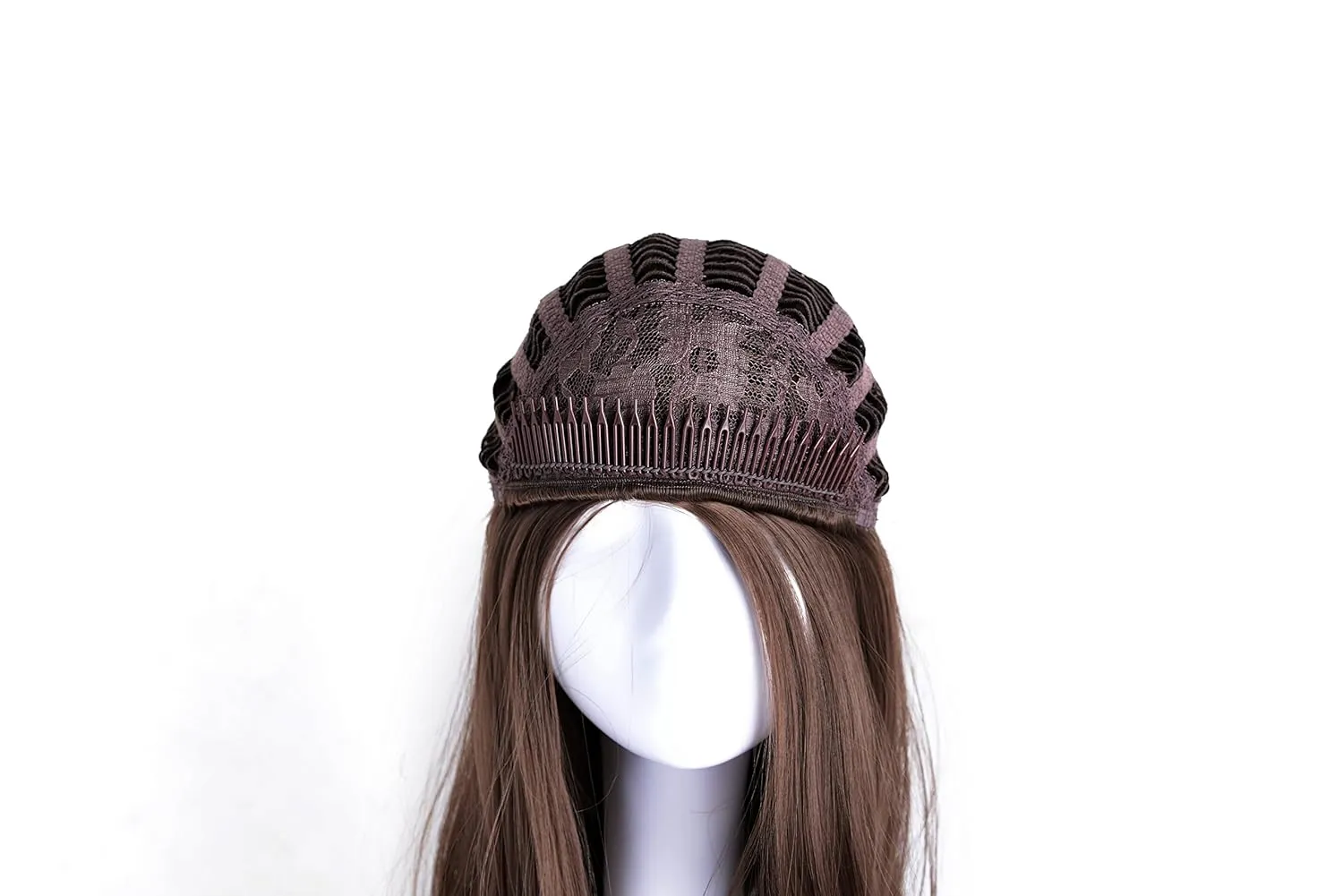 Onedor 22" Semi Curly Hair Women Ladies 3/4 Half Wig Premium Japanese Synthetic fibers Wigs with Secured Mesh Head Cap (10)