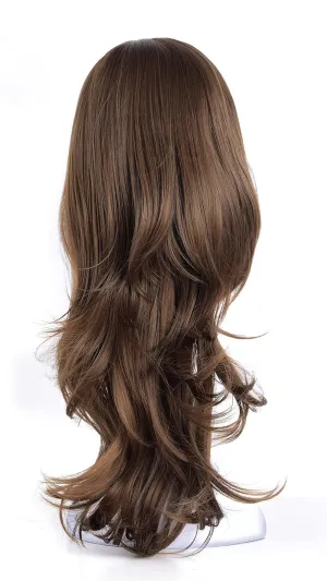 Onedor 22" Semi Curly Hair Women Ladies 3/4 Half Wig Premium Japanese Synthetic fibers Wigs with Secured Mesh Head Cap (10)