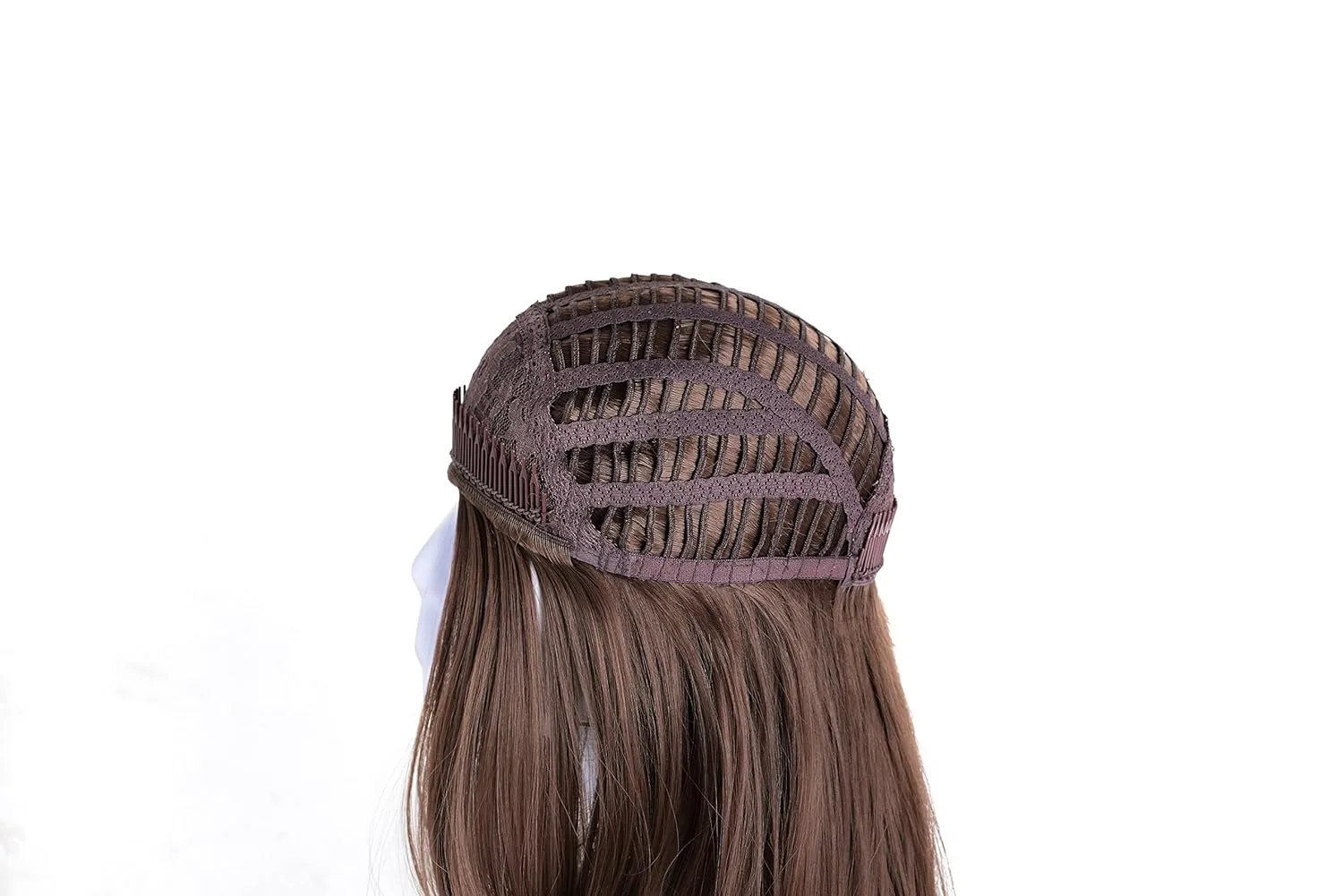 Onedor 22" Semi Curly Hair Women Ladies 3/4 Half Wig Premium Japanese Synthetic fibers Wigs with Secured Mesh Head Cap (10)