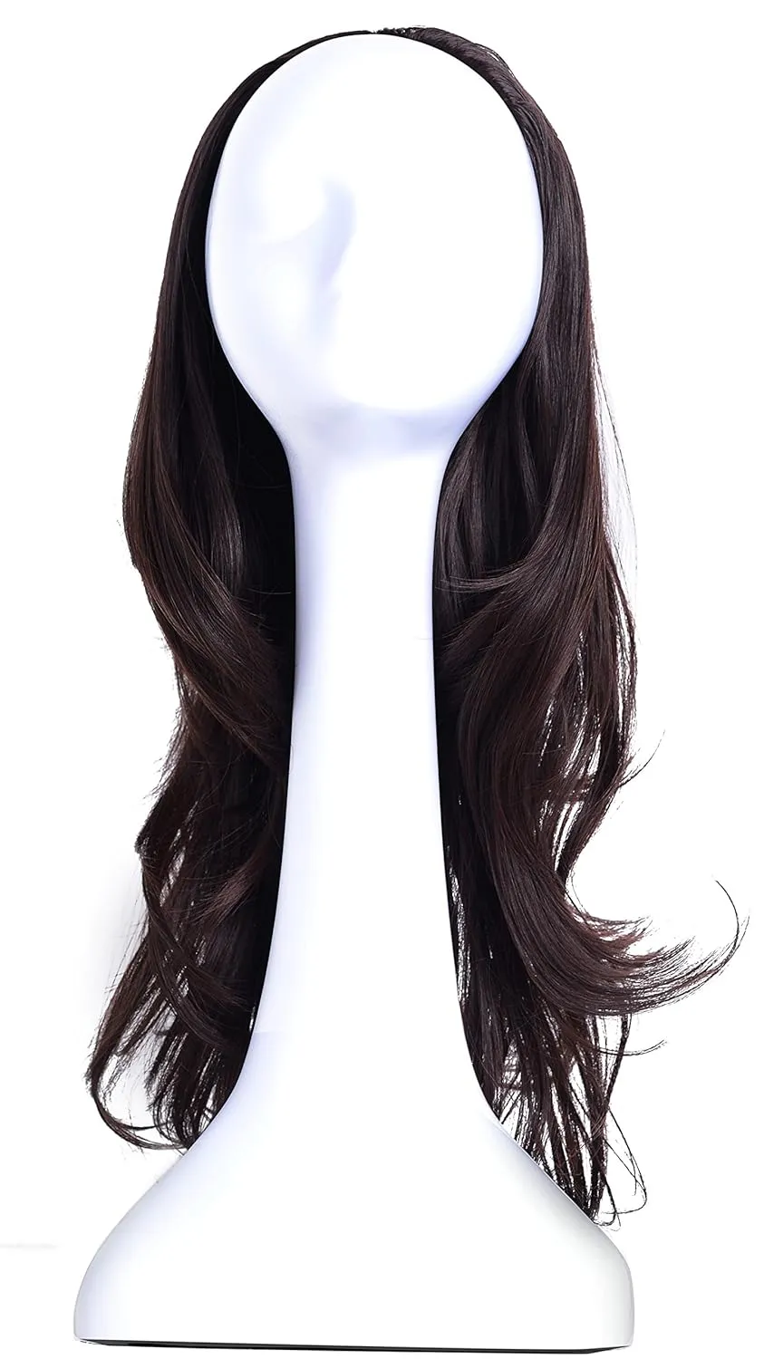 Onedor 22" Semi Curly Hair Women Ladies 3/4 Half Wig Premium Japanese Synthetic fibers Wigs with Secured Mesh Head Cap (2/33)
