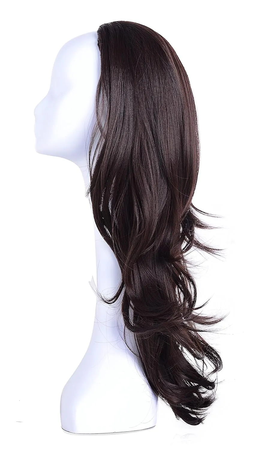 Onedor 22" Semi Curly Hair Women Ladies 3/4 Half Wig Premium Japanese Synthetic fibers Wigs with Secured Mesh Head Cap (2/33)